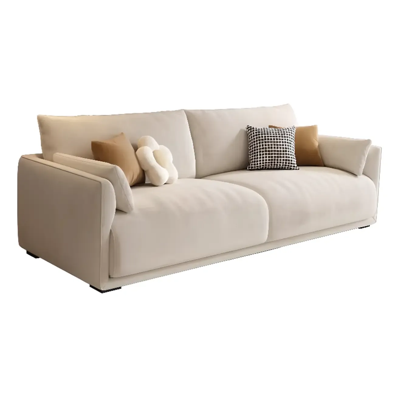 90.5"Modern Off-White Upholstered Loveseat 3 Seater Sofa for Living Room Image - 11