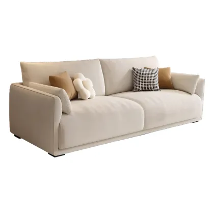 90.5"Modern Off-White Upholstered Loveseat 3 Seater Sofa for Living Room Image - 11