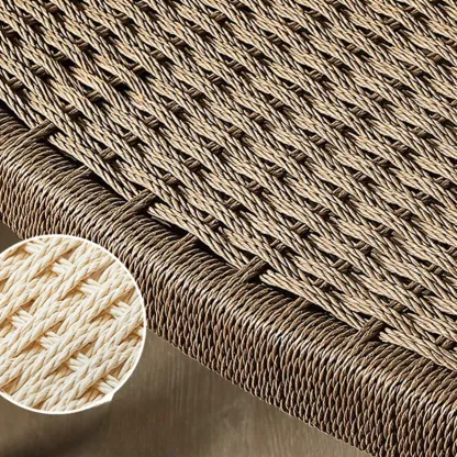 Modern Rustic Curved Arm Wooden Dining Chair with Woven Seat Image - 14