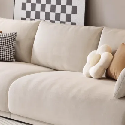 90.5"Modern Off-White Upholstered Loveseat 3 Seater Sofa for Living Room Image - 12