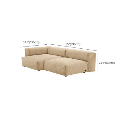 Modern Minimalist Auburn Corduroy Parlor Standard Loveseat Sectional Sofa Image - 17