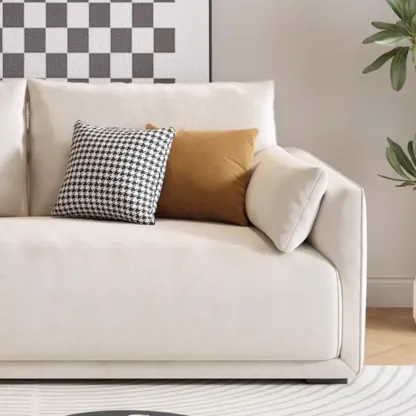 90.5"Modern Off-White Upholstered Loveseat 3 Seater Sofa for Living Room Image - 13