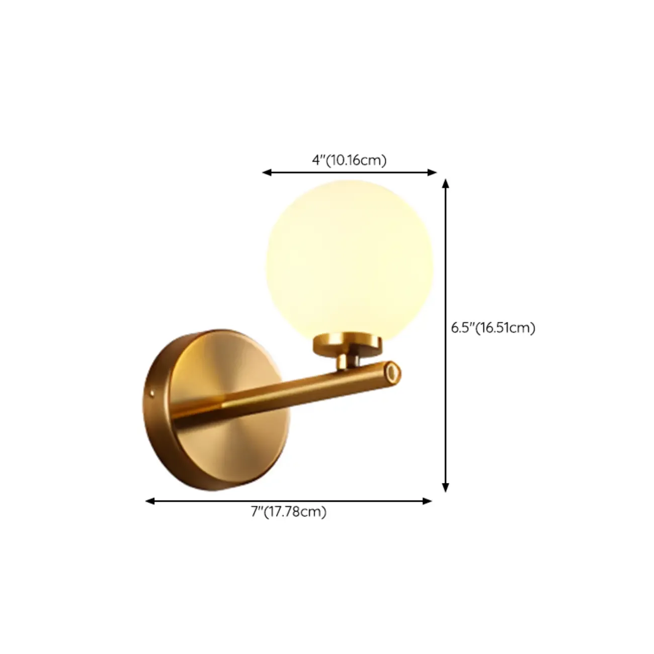 Medieval Vanity Mirror Light with Globe White Glass Shade #size