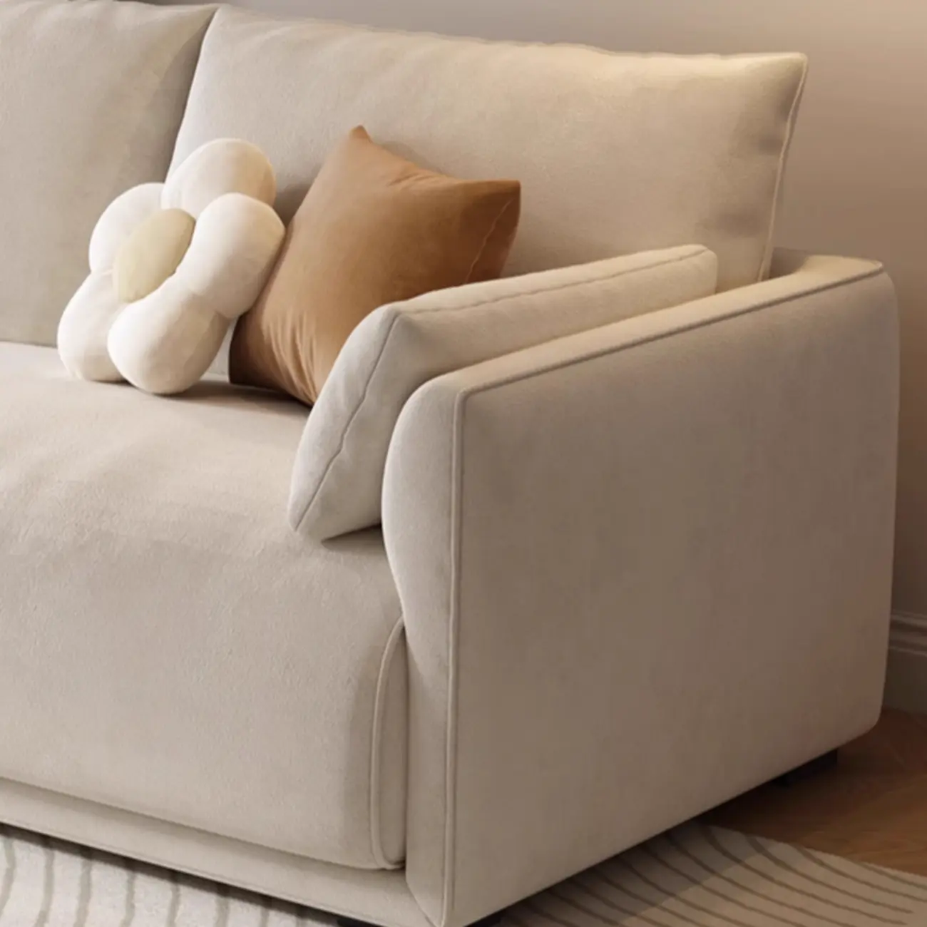 90.5"Modern Off-White Upholstered Loveseat 3 Seater Sofa for Living Room Image - 14 | homeyfad