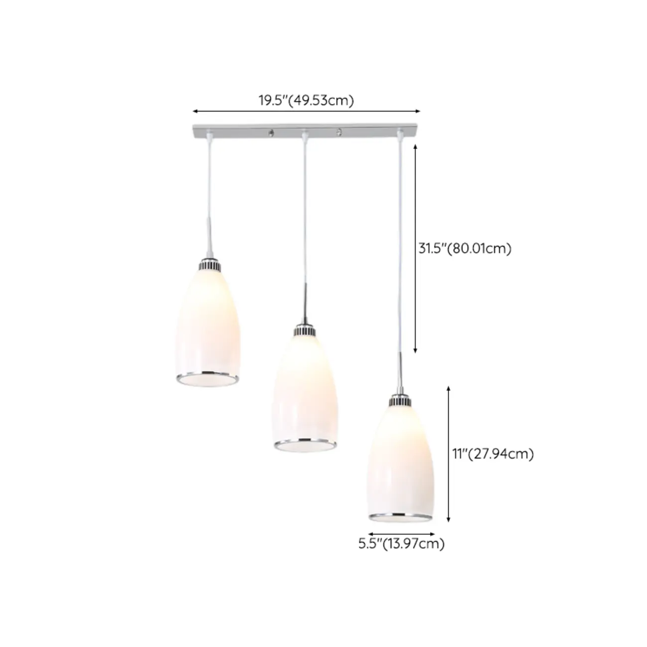 Simple White Vitreous 3 Lights Island Pendant Light for Kitchen #size | homeyfad