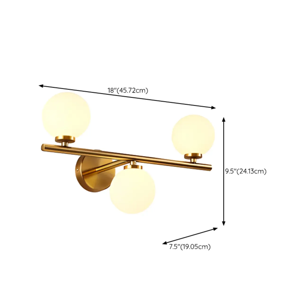 Medieval Vanity Mirror Light with Globe White Glass Shade Image - 28