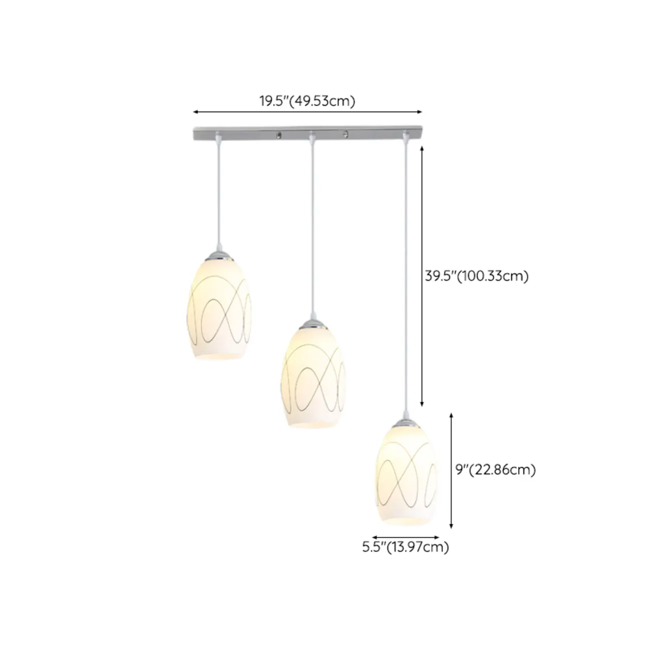 Simple White Vitreous 3 Lights Island Pendant Light for Kitchen Image - 9 | homeyfad