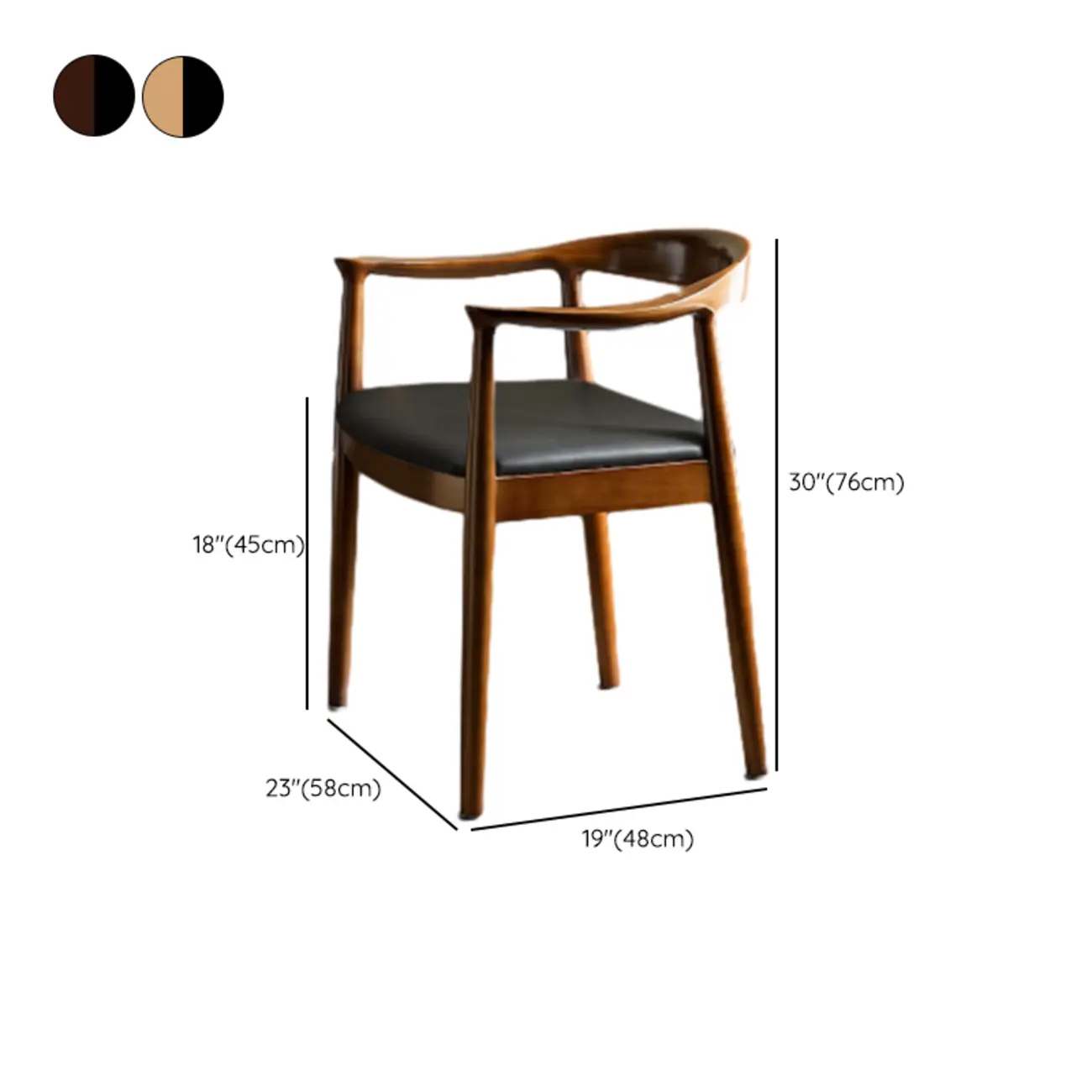 Modern Rustic Curved Arm Wooden Dining Chair with Woven Seat Image - 18 | homeyfad