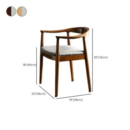 Modern Rustic Curved Arm Wooden Dining Chair with Woven Seat Image - 19