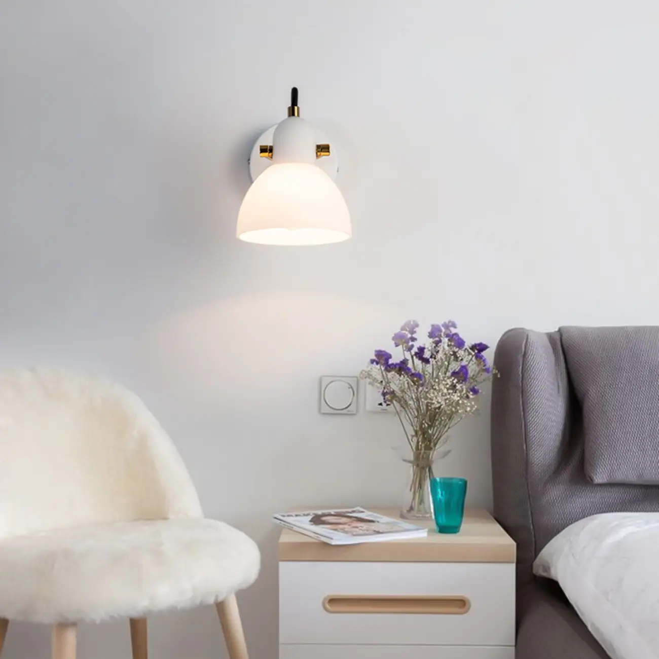 1-light Glass Dome Hemisphere Vanity Light for Bathroom Image - 3 | homeyfad