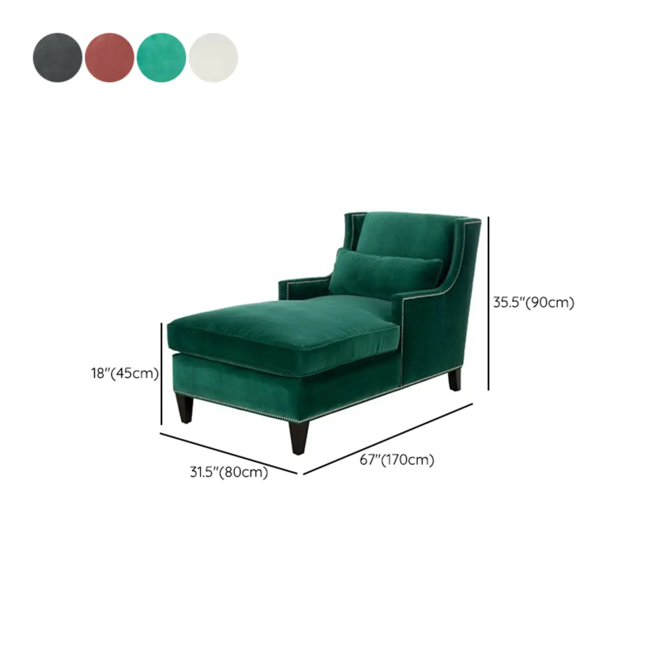 Modern Cotton Upholstered Dual-Sided Arm Chaise Lounge Chair with Pillows #size | homeyfad