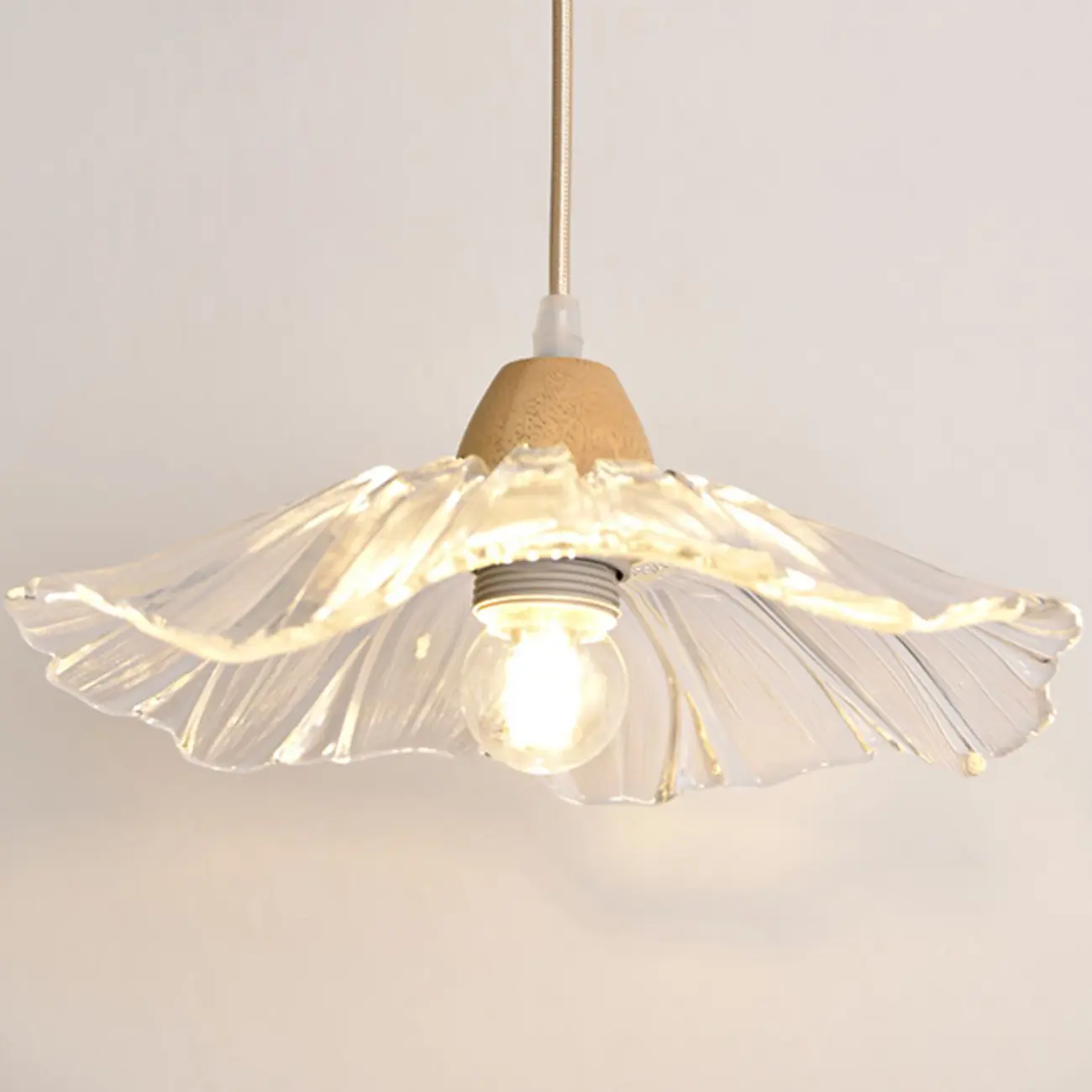Elegant Clear Glass Floral Pendant Light with 3 Lights for Living Room Image - 8 | homeyfad