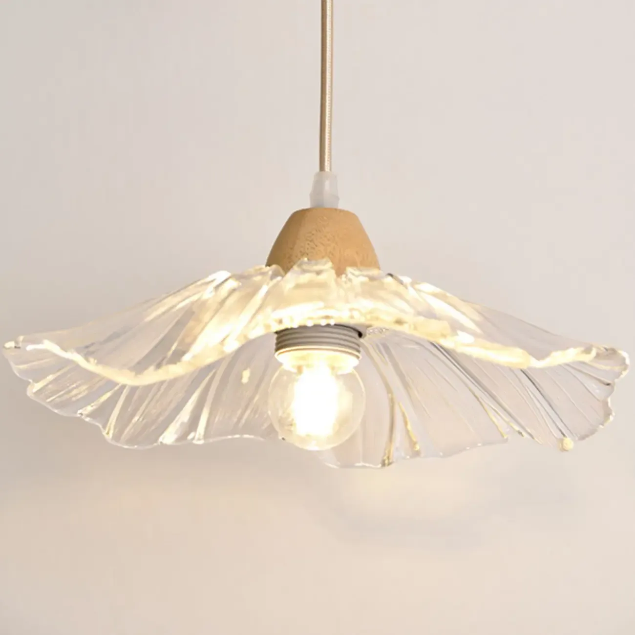 Elegant Clear Glass Floral Pendant Light with 3 Lights for Living Room Image - 8