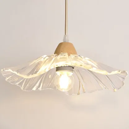 Elegant Clear Glass Floral Pendant Light with 3 Lights for Living Room Image - 8