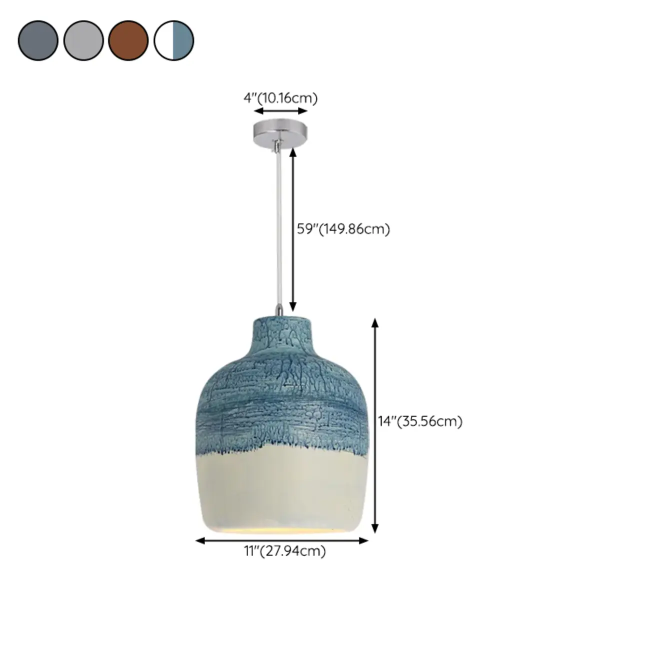 Nordic Black Half-Oval Gradient Pendant Lamp for Restaurant #size