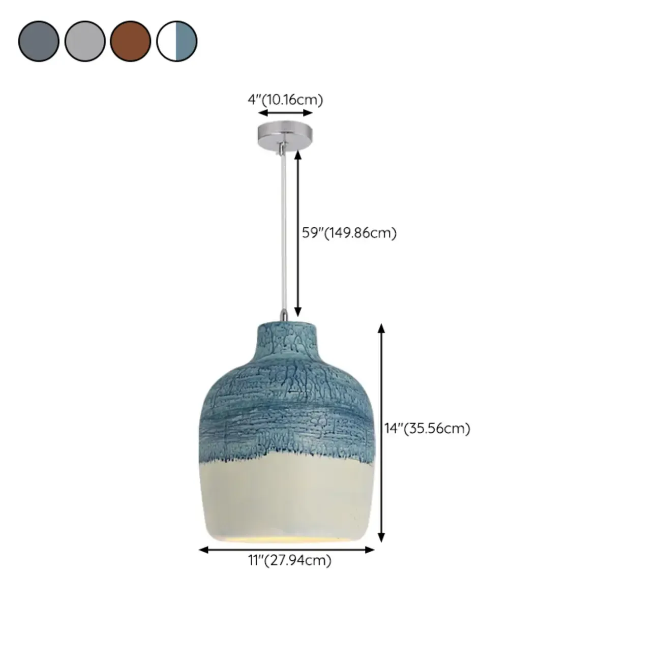 Nordic Black Half-Oval Gradient Pendant Lamp for Restaurant #size