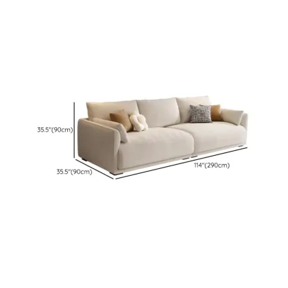 90.5"Modern Off-White Upholstered Loveseat 3 Seater Sofa for Living Room Image - 19