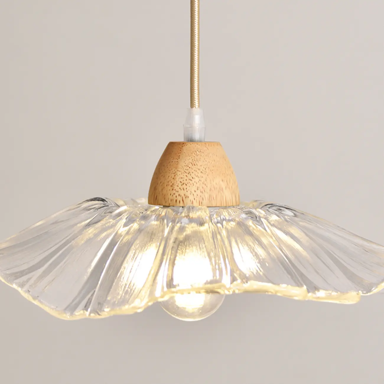 Elegant Clear Glass Floral Pendant Light with 3 Lights for Living Room Image - 9 | homeyfad