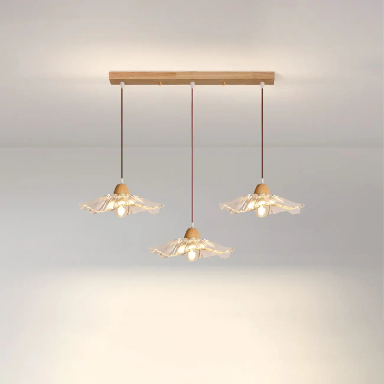 Elegant Clear Glass Floral Pendant Light with 3 Lights for Living Room Image - 10 | homeyfad