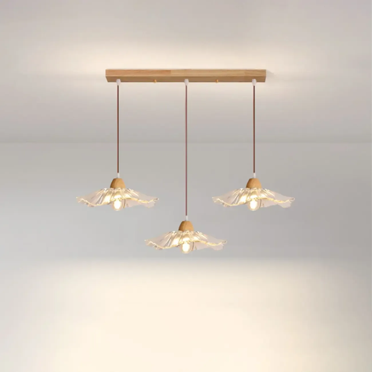 Elegant Clear Glass Floral Pendant Light with 3 Lights for Living Room Image - 10