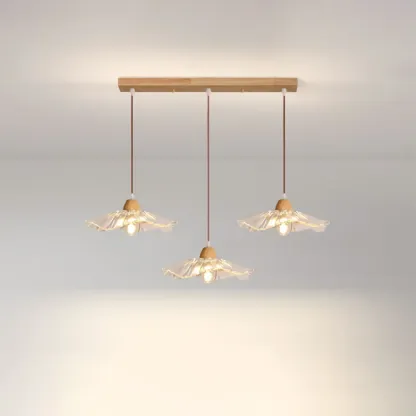 Elegant Clear Glass Floral Pendant Light with 3 Lights for Living Room Image - 10