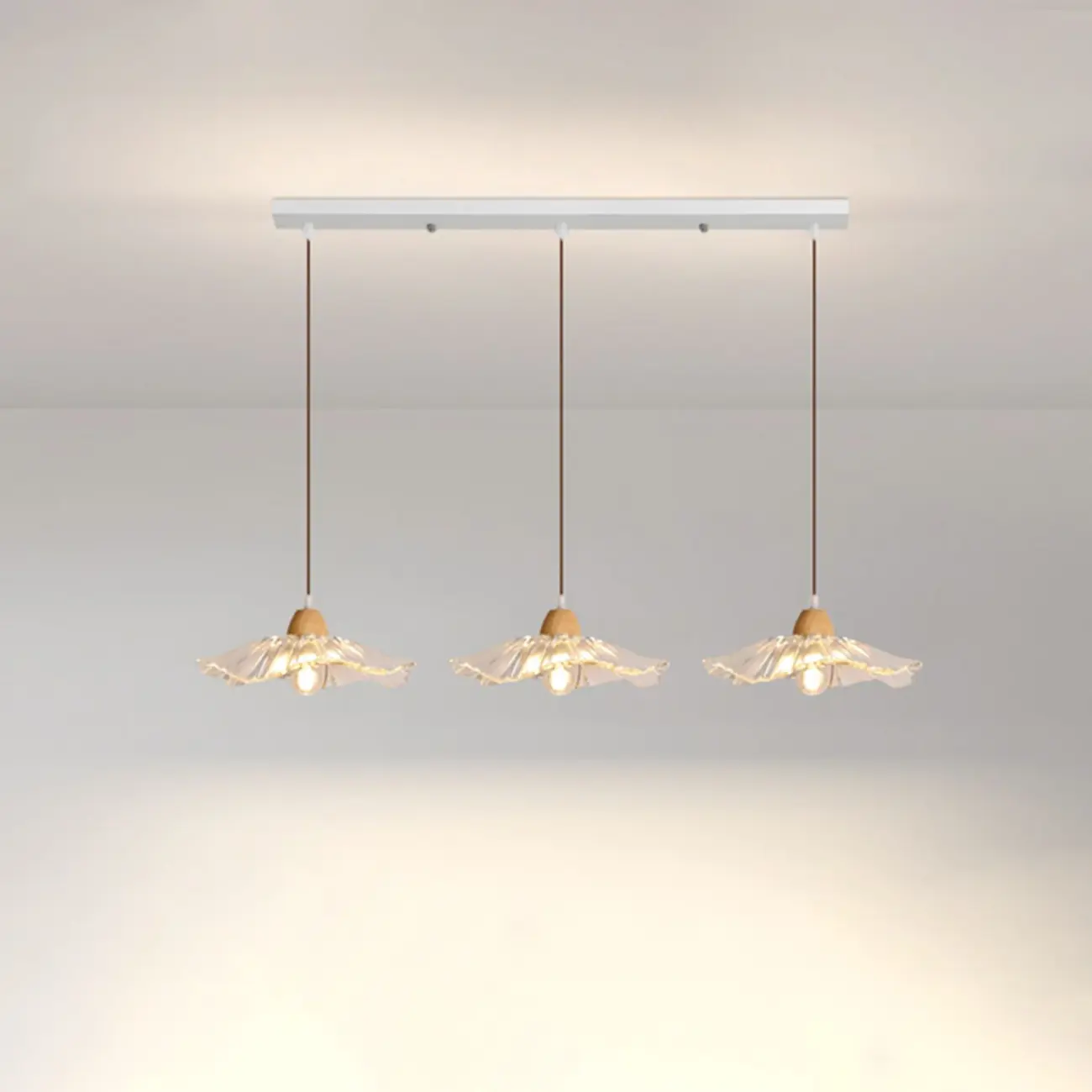 Elegant Clear Glass Floral Pendant Light with 3 Lights for Living Room Image - 11 | homeyfad