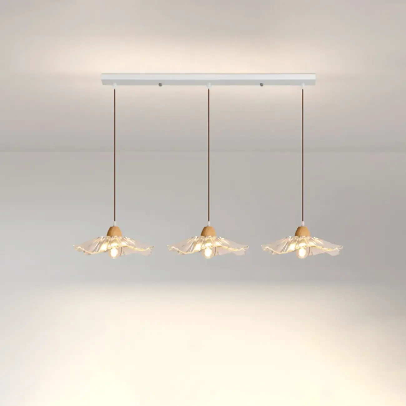 Elegant Clear Glass Floral Pendant Light with 3 Lights for Living Room Image - 11