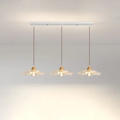 Elegant Clear Glass Floral Pendant Light with 3 Lights for Living Room Image - 11