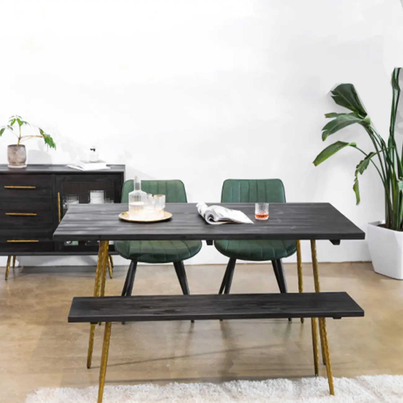 Simple Upholstered Leather Dining Chair Solid Back Metal Legs Image - 14 | homeyfad