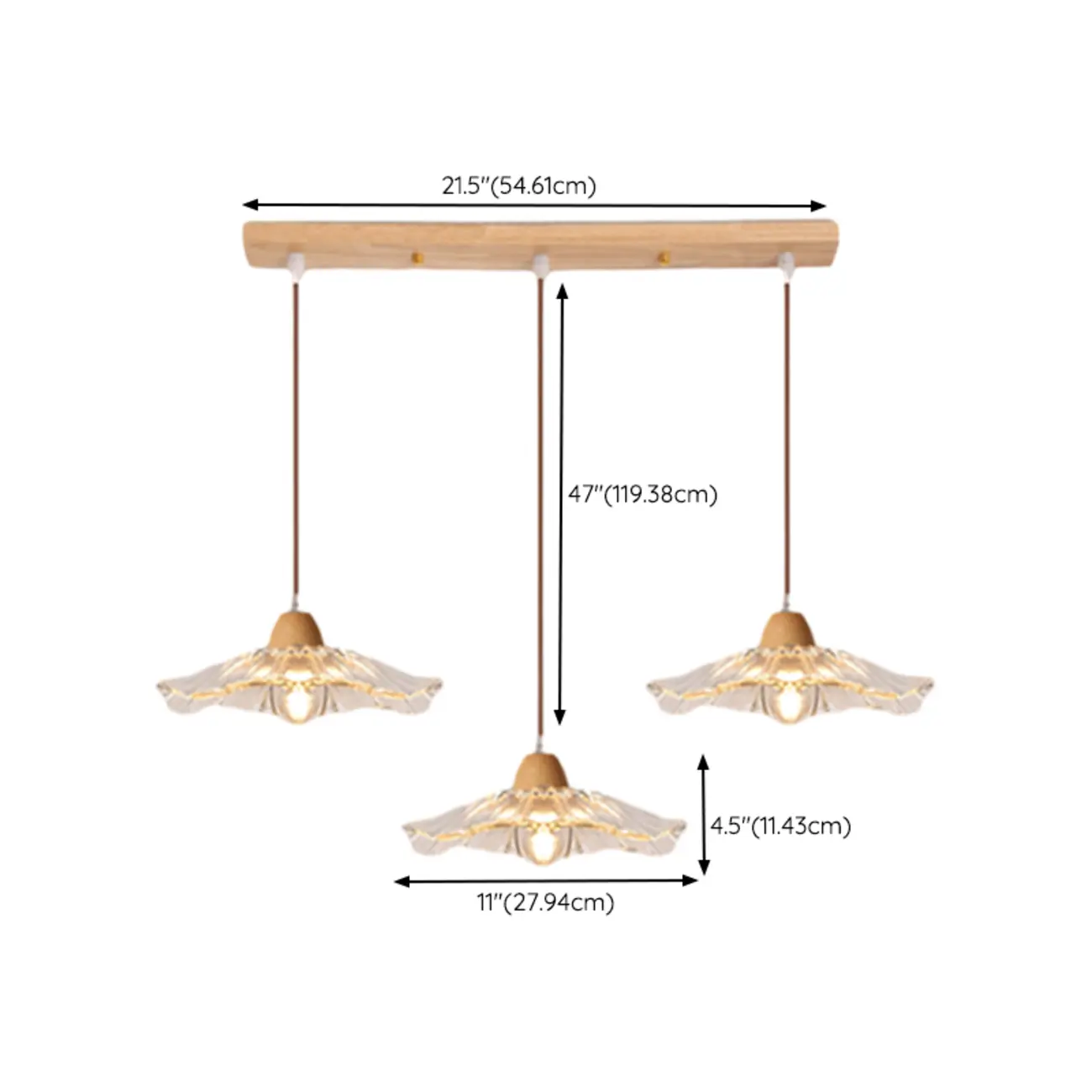 Elegant Clear Glass Floral Pendant Light with 3 Lights for Living Room #size | homeyfad