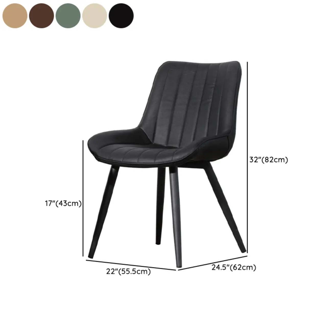 Simple Upholstered Leather Dining Chair Solid Back Metal Legs #size | homeyfad