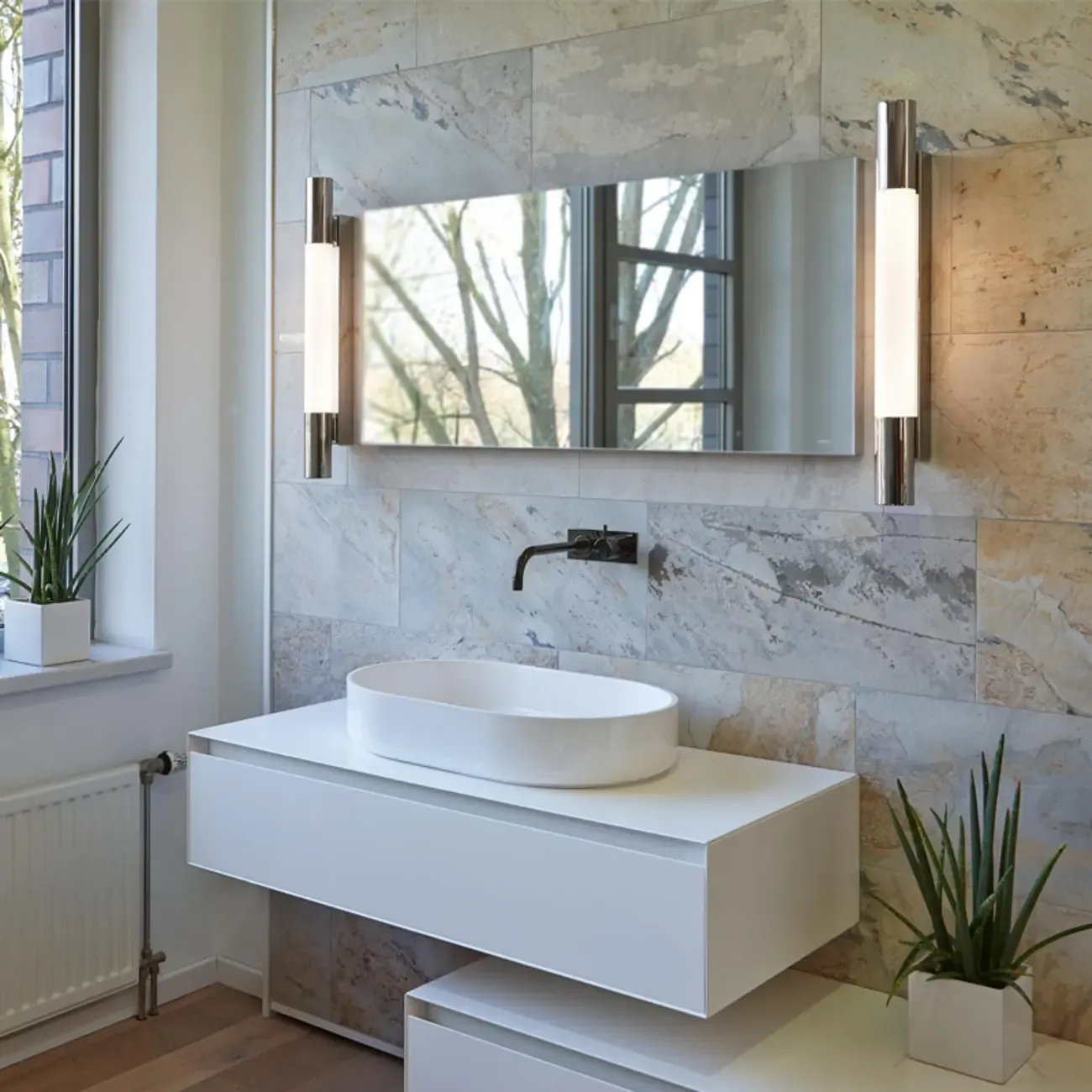 1-Light Minimalist Tube LED Vanity Light for Bathroom Image - 2