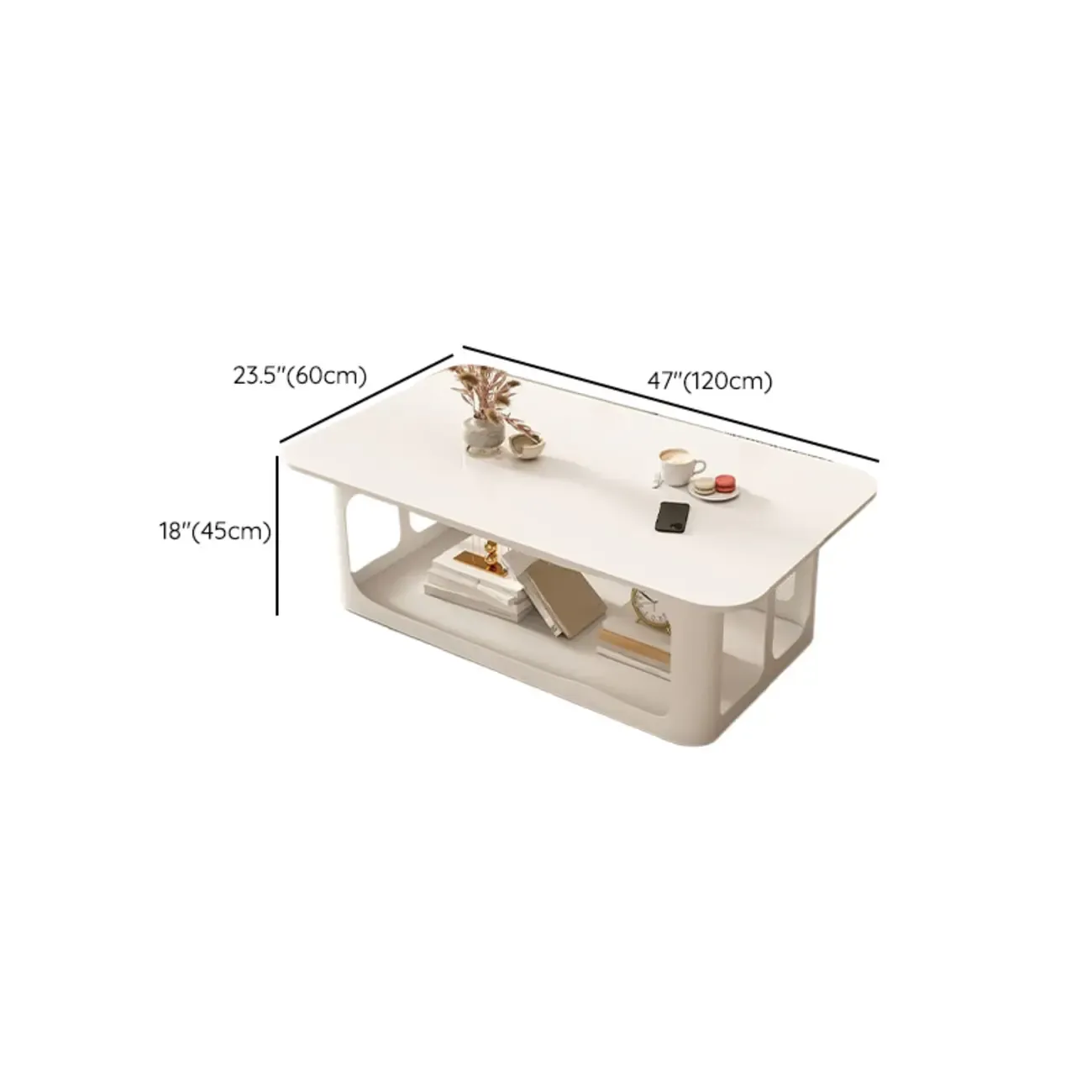 Minimalist Wooden Rectangular Coffee Table with Storage Image - 9