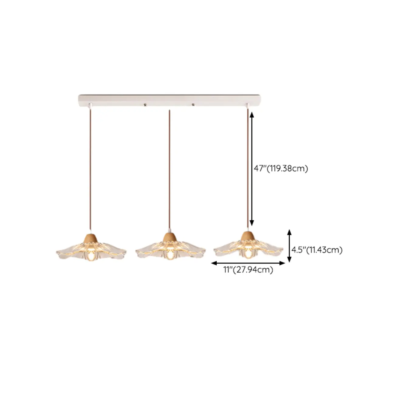 Elegant Clear Glass Floral Pendant Light with 3 Lights for Living Room Image - 13 | homeyfad