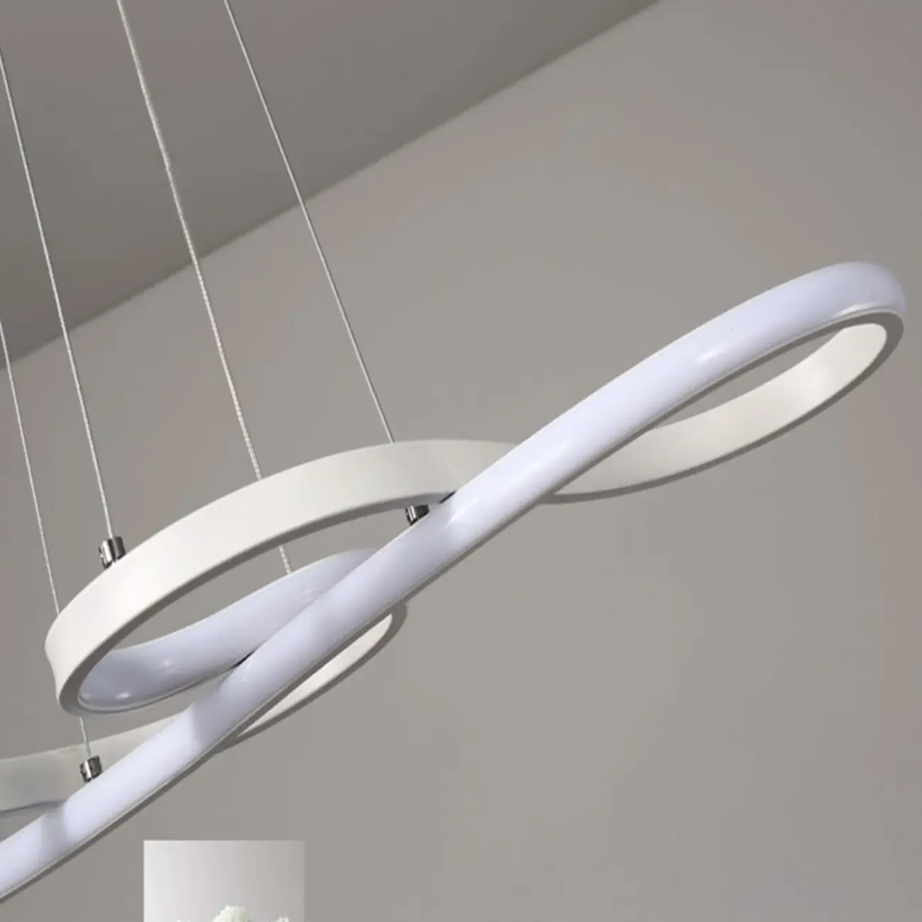 Modern White Linear LED Island Pendant Light with Multi Dimming Image - 10