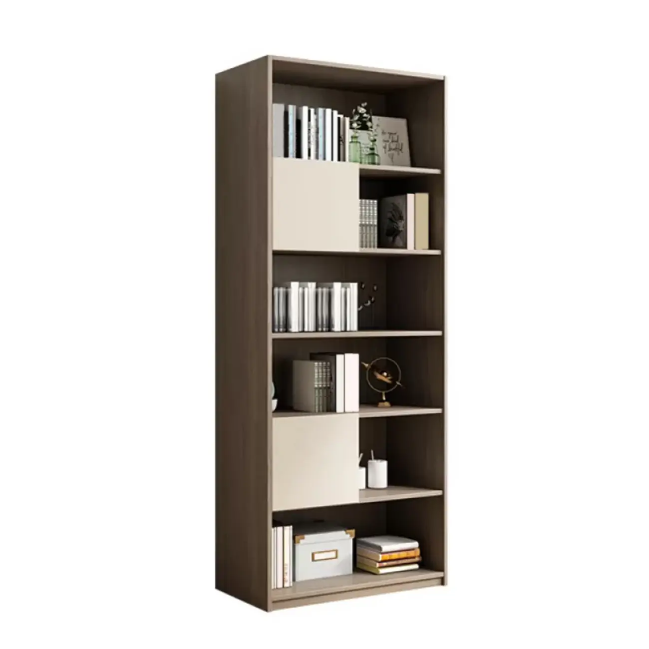 75" Modern Wood Bookshelf with Cabinet and Drawers Image - 2 | homeyfad