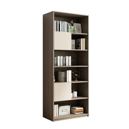 75" Modern Wood Bookshelf with Cabinet and Drawers Image - 2