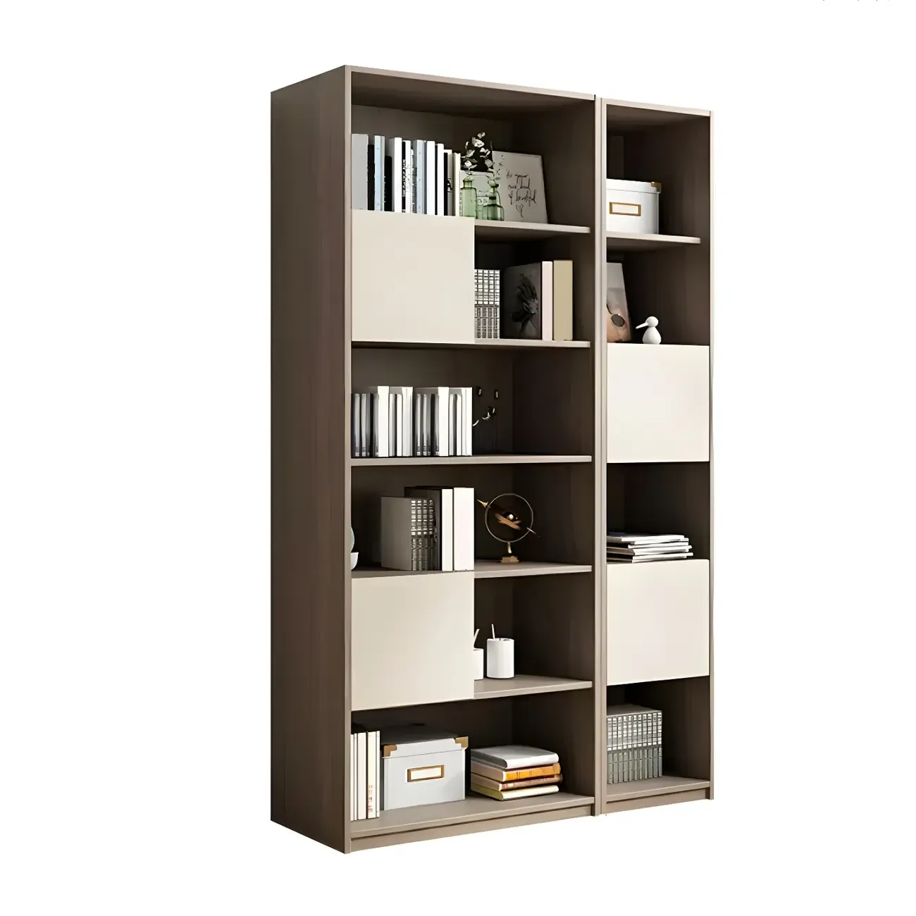75" Modern Wood Bookshelf with Cabinet and Drawers Image - 7