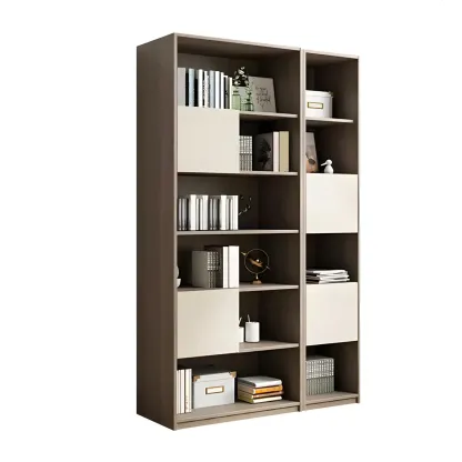 75" Modern Wood Bookshelf with Cabinet and Drawers Image - 7