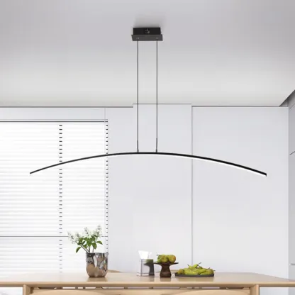 Black Linear Silica Gel Island Pendant Light Arch Shaped LED Image - 1