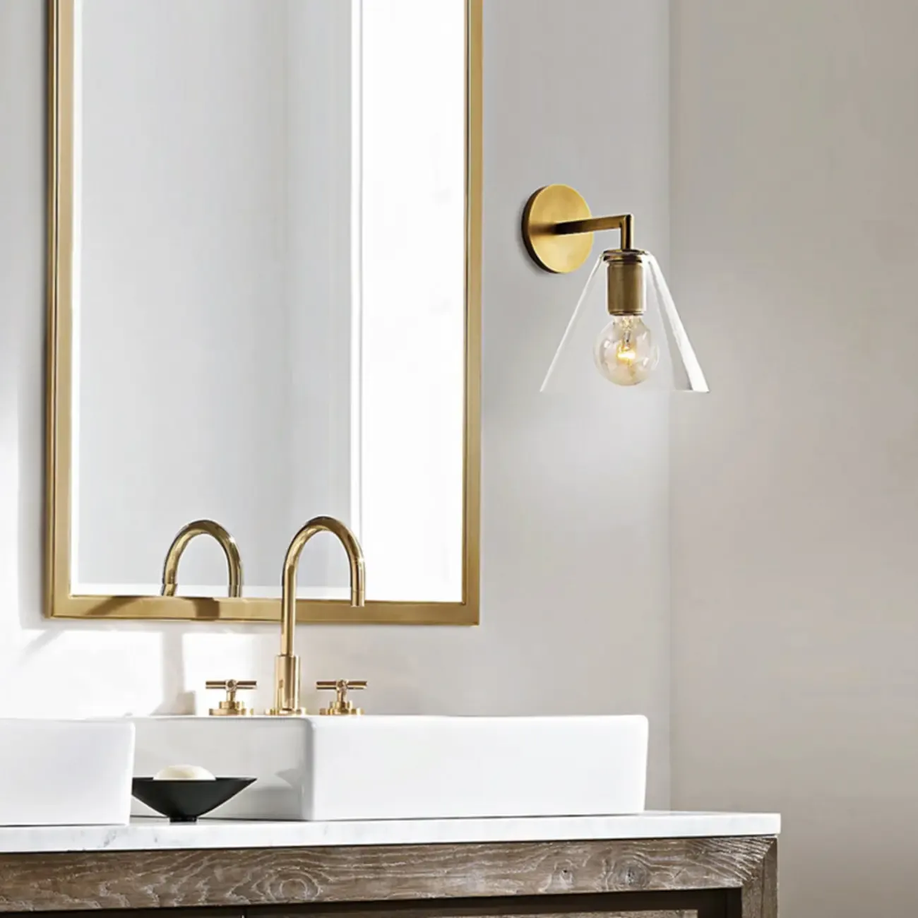 Versatile Bathroom Mini Vanity Light with Clear Glass Shade Image - 1