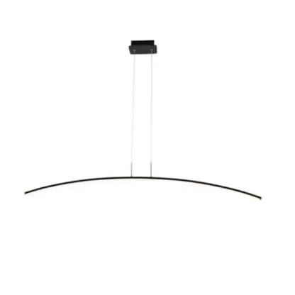 Black Linear Silica Gel Island Pendant Light Arch Shaped LED Image - 2