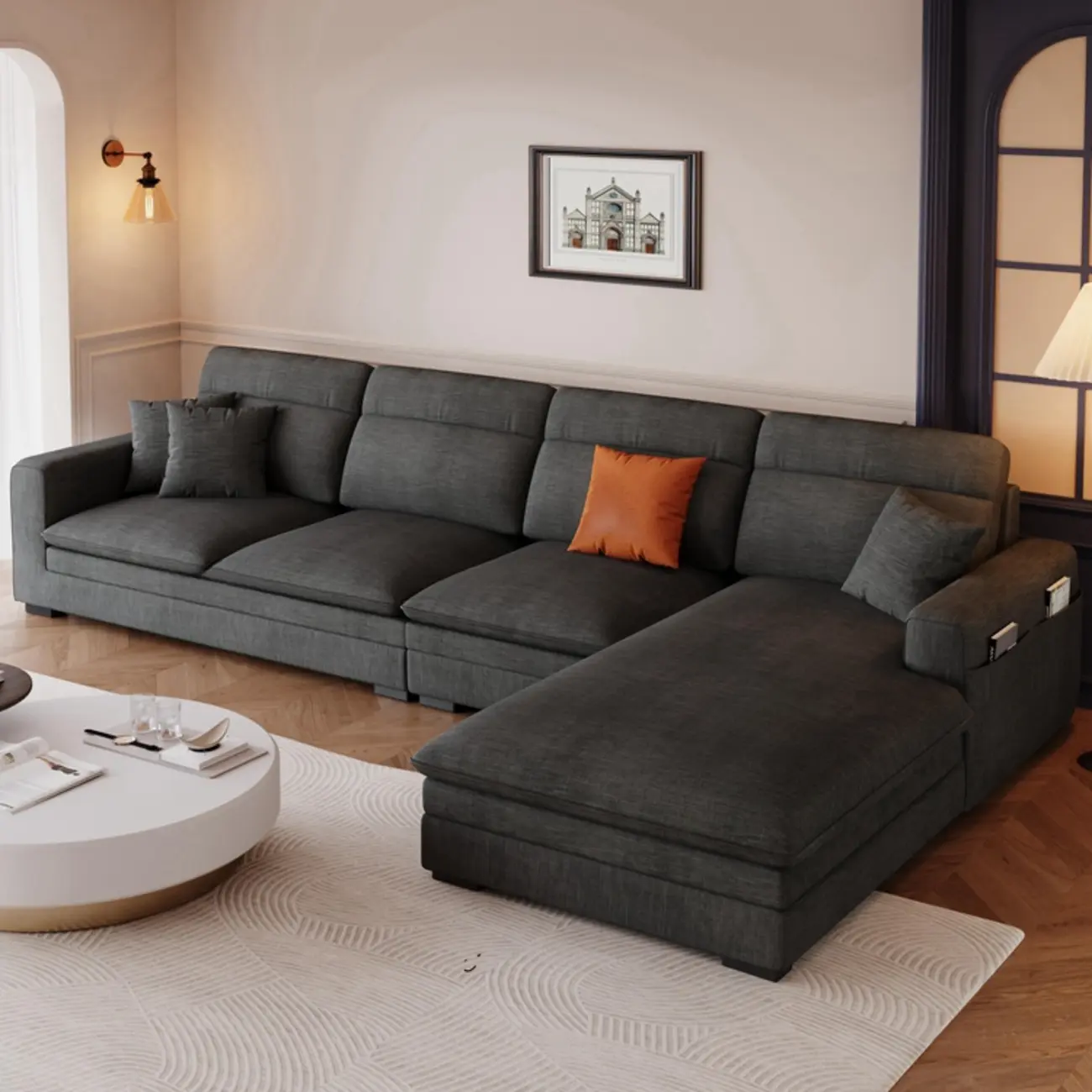 Modern Anti-Cat Scratch Leather Sectional Sofa for Living Image - 1 | homeyfad