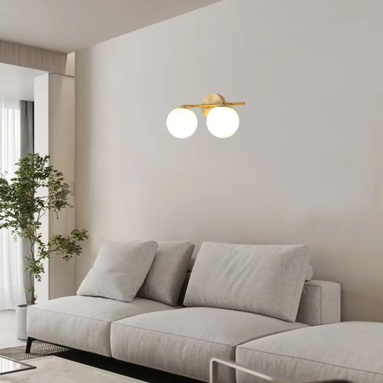 Sphere Bathroom Vanity wall Light with Metal Support Frame Image - 2 | homeyfad