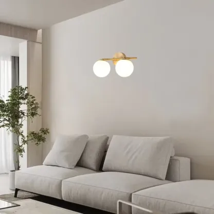 Sphere Bathroom Vanity wall Light with Metal Support Frame Image - 2