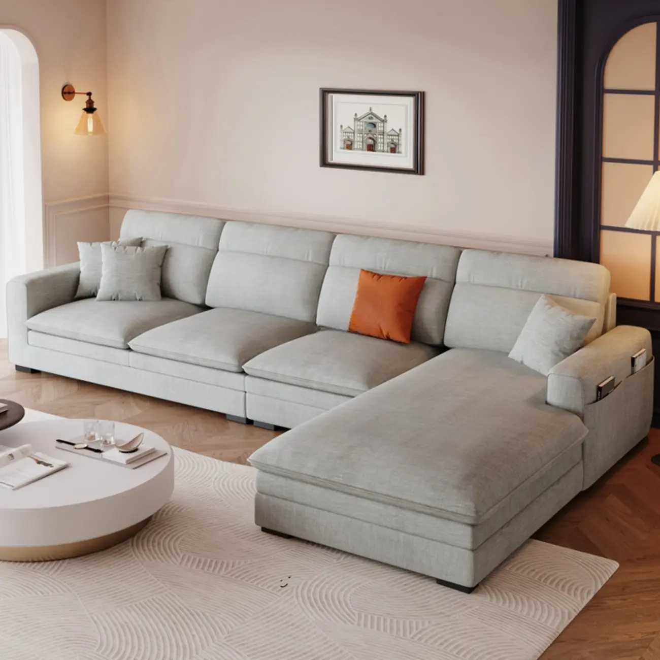 Modern Anti-Cat Scratch Leather Sectional Sofa for Living Image - 2 | homeyfad