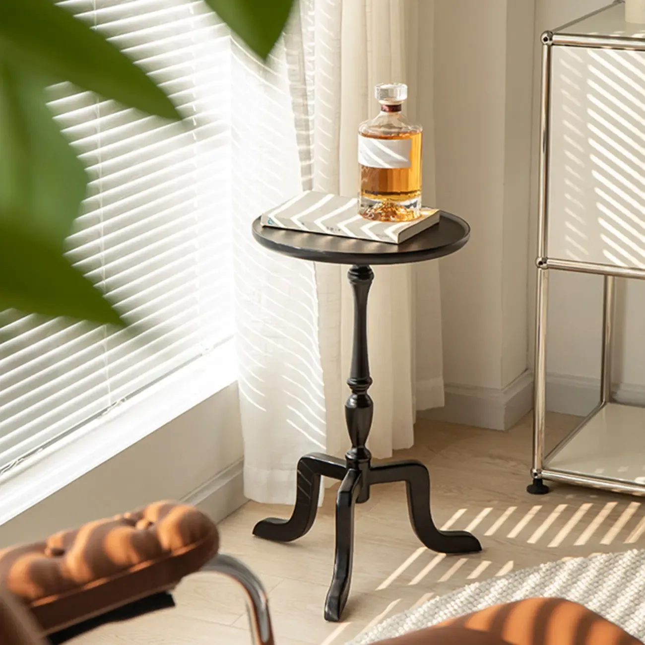  Orbicular Tray Top Wooden Side Table Image - 2