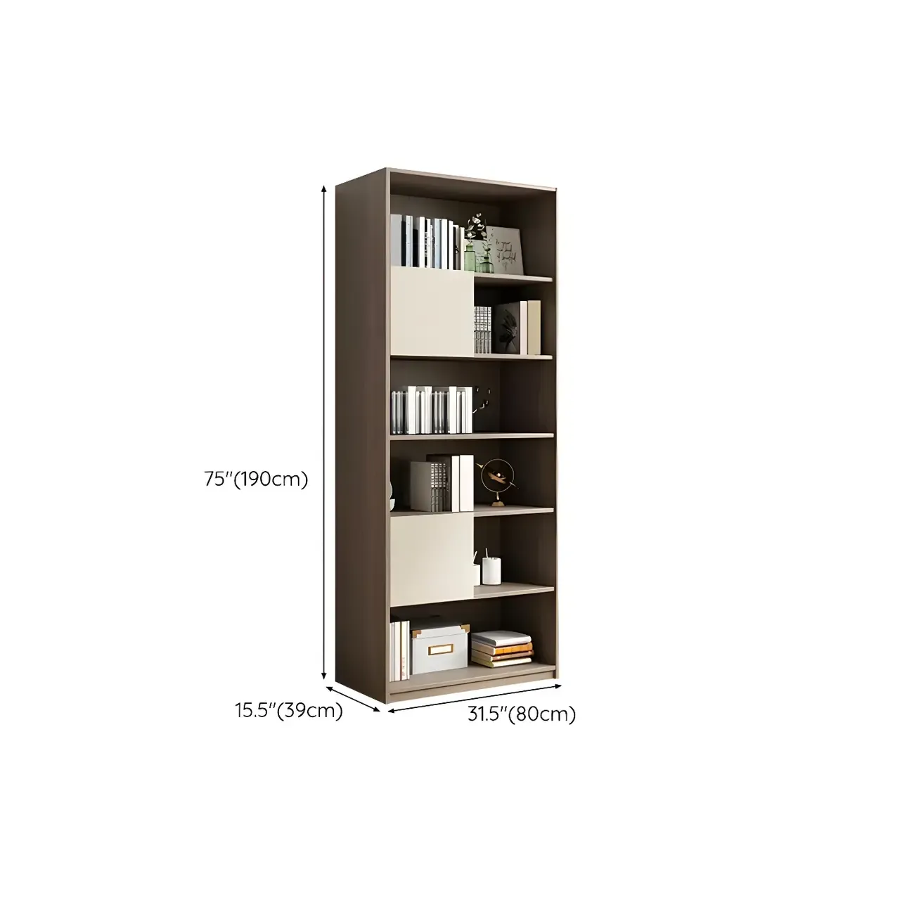 75" Modern Wood Bookshelf with Cabinet and Drawers Image - 11