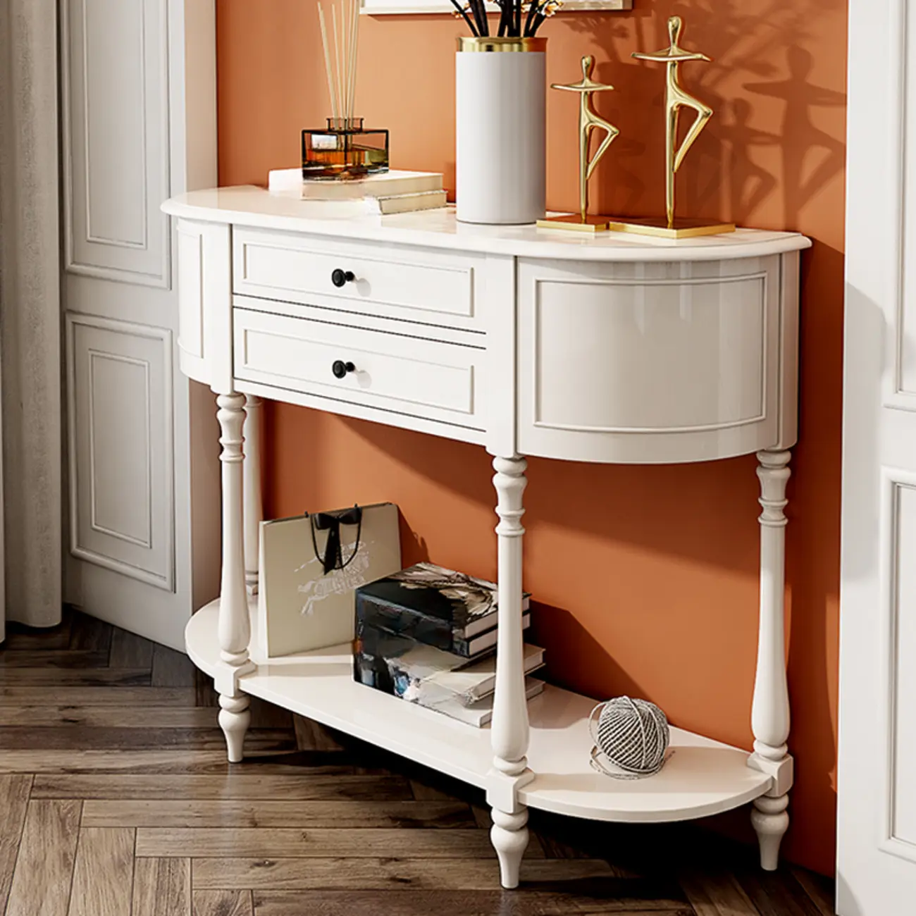 Modern White Wooden Console Table with Drawers Image - 1 | homeyfad