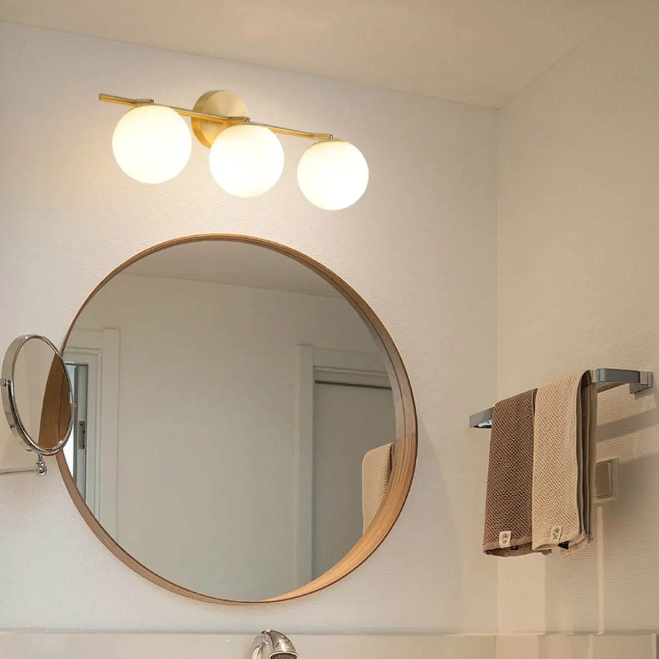 Sphere Bathroom Vanity wall Light with Metal Support Frame Image - 3 | homeyfad